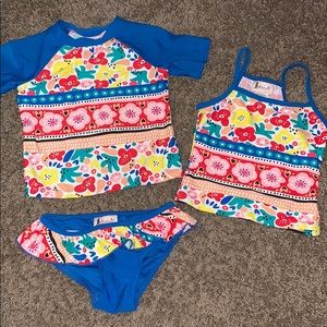 Girls 3 Piece Floral Bathing Suit by Floatimini